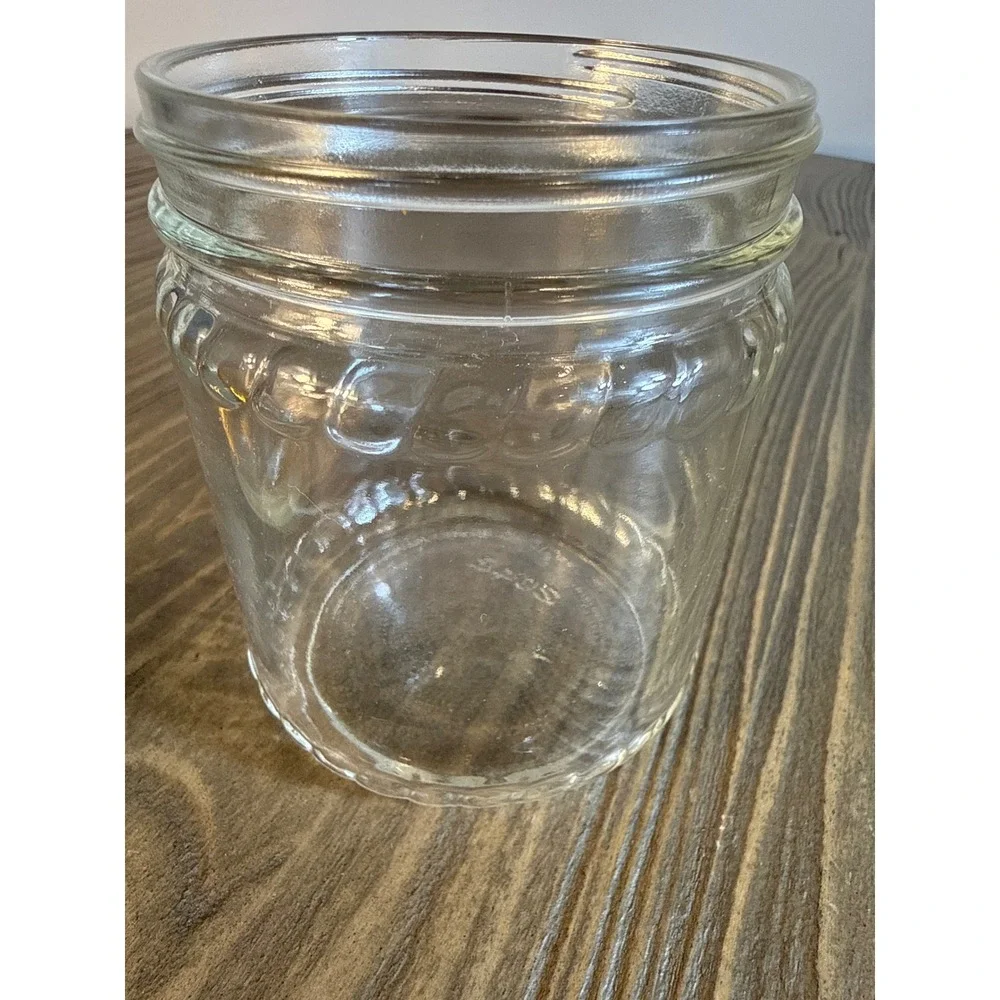 Vintage MCM Refrigerator Storage Jar Paneled Glass Tin Lid Fruit Vegetable 4.5in